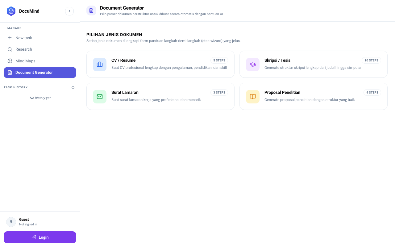 Document Generator Selection Gallery