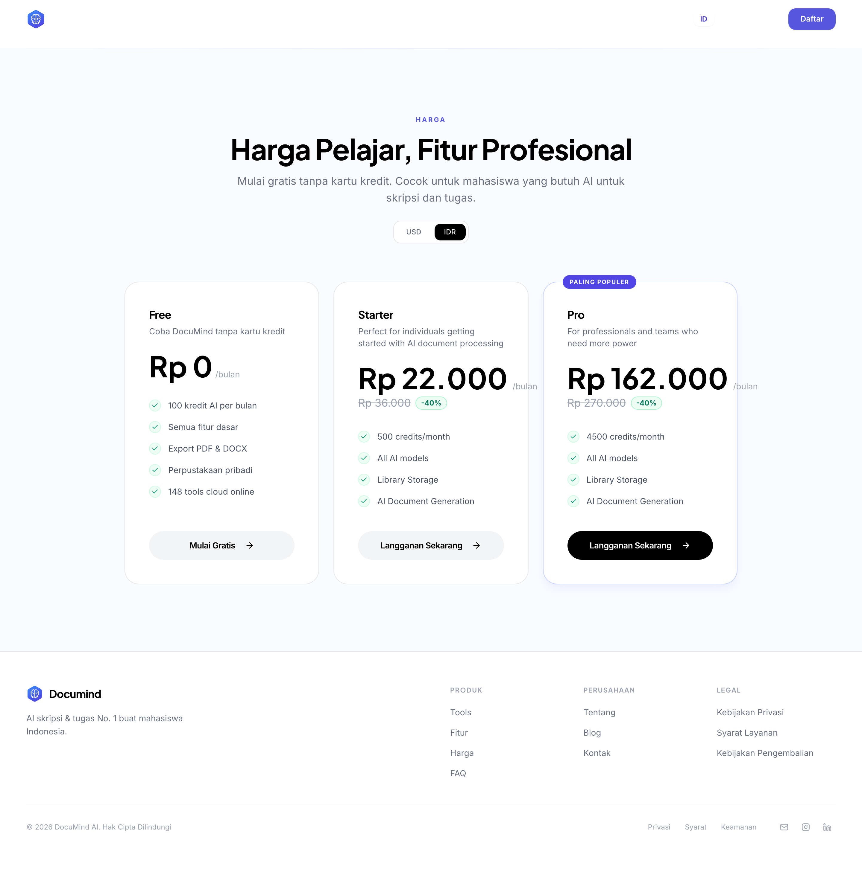 Pricing Page